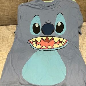 Disney Light Blue Stitch Face Tee S/M